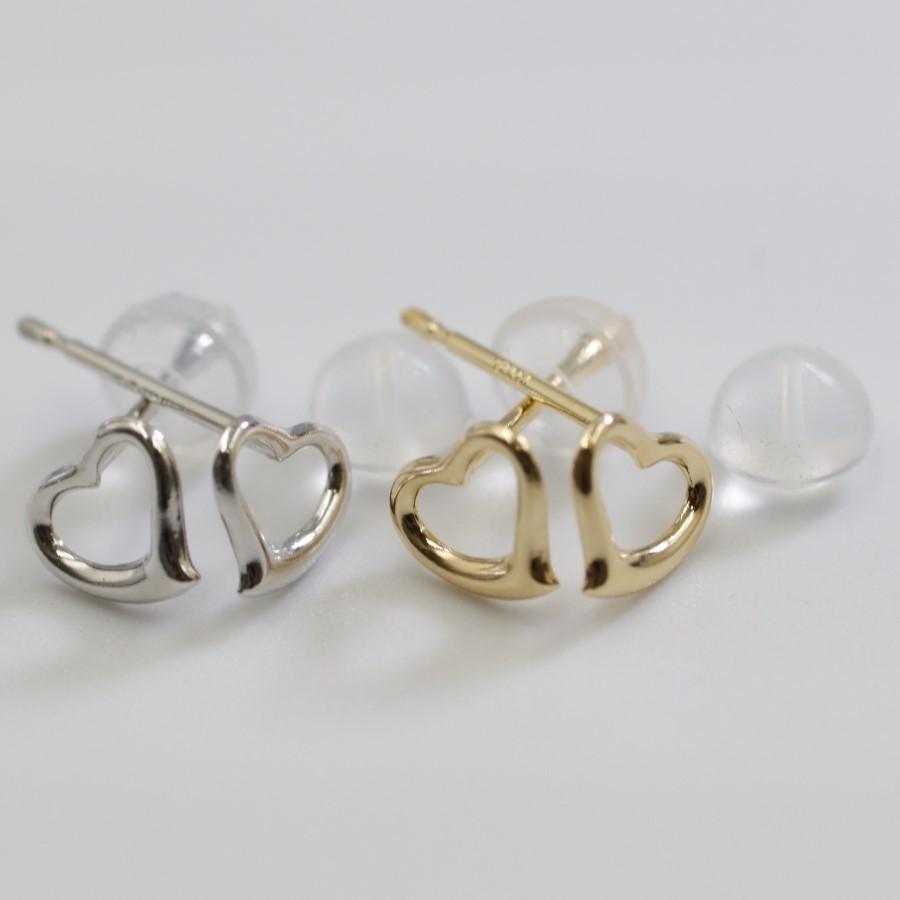 K14wg K18 ピアス ハート 18金 14金 ホワイトゴールド シンプル 地金 石なし Pe 中真堂yahoo ショッピング店 通販 Yahoo ショッピング