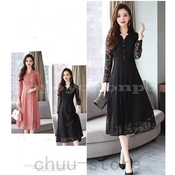 21激安通販 ワンピースレディースきれいめフォーマルワンピース結婚式ワンピースドレスレースワンピース長袖aラインワンピースパーティードレス上品