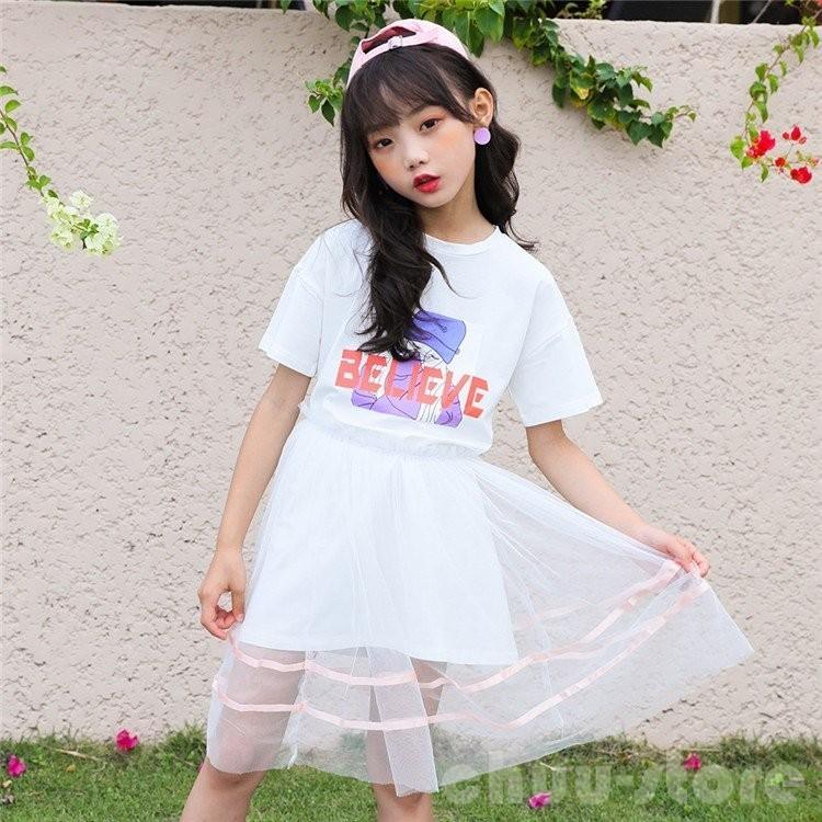 人気ブランドの 子供服女の子ワンピース半袖韓国子供服アルファベット2点セットチュールワンピースホワイトピンク1 130 140 150 160 170 ワンピース チュニック Size 170 Www Sustentec Com Br