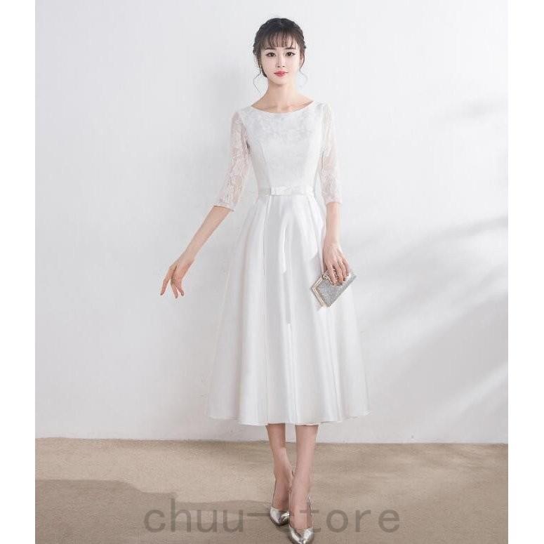 有名な高級ブランド お呼ばれセクシー2次会フォーマルパーティードレス代30代40代50代袖ありレースワンピースカラードレス結婚式成人式レディースキャバミモレ丈ドレス パーティドレス カラー ホワイト Dutumgroup Com