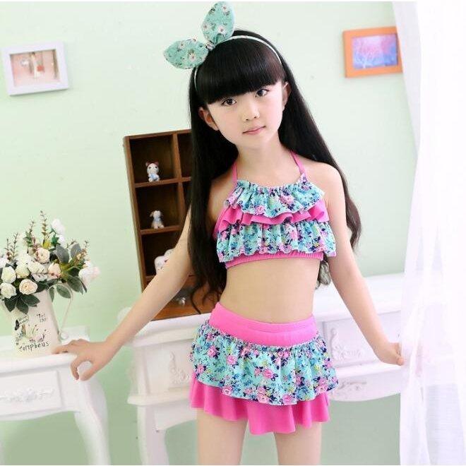 激安超安値 子供水着 2点セット 水着セット ビキニ 花柄 女の子 キッズ ジュニア フリル 肩紐調節 100cm 145cm Cisama Sc Gov Br