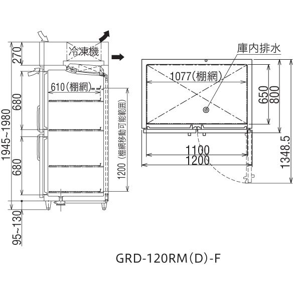 GRD-120RMD-F フクシマガリレイ 業務用冷蔵庫 インバーター制御タテ型 