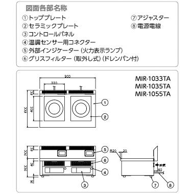MIR-1055TA ニチワ電機 IH調理器 IHコンロ 標準タイプ 卓上型 2連 業務 