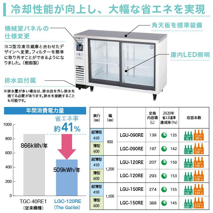 ★搬入設置費込み★　新品：1年保証付き　フクシマガリレイ　リーチインショーケース　スライド扉　LGC-150RE　小型冷蔵ショーケース