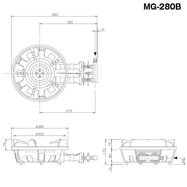 新品：メーカー1年保証　マルゼン　業務用　ファイヤースクリーンバーナー　MG-280B｜chuubounomadoguchi｜02