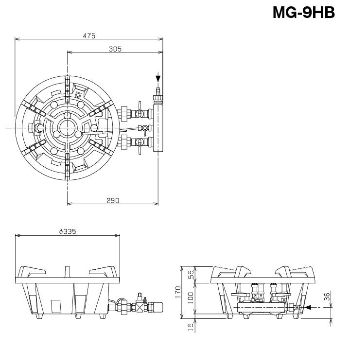 新品：メーカー1年保証　マルゼン　業務用　卓上用＜スタンダード＞　MG-9HB　スーパージャンボバーナー