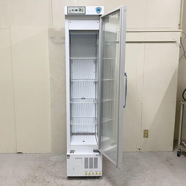 大和冷機　薬用冷蔵ショーケース　DC-ME15A　2019年製　中棚４段　庫内温度2℃〜14℃　小型　単相100V　中古　冷蔵庫　厨房機器の画像