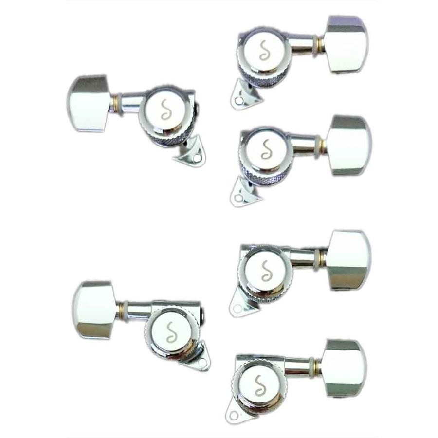 ギターペグ M6 135 Locking CH Small Button 4L2R ギター用ペグ 6個セット 【Ruthenium】 SCHALLER