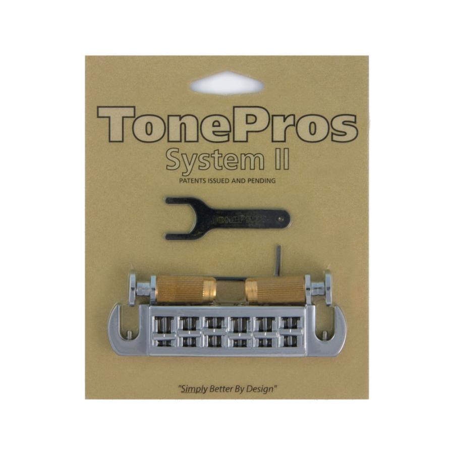 トーンプロズ ギター ブリッジ AVT2P-C Wraparound Bridge クローム ギター用ブリッジ TonePros