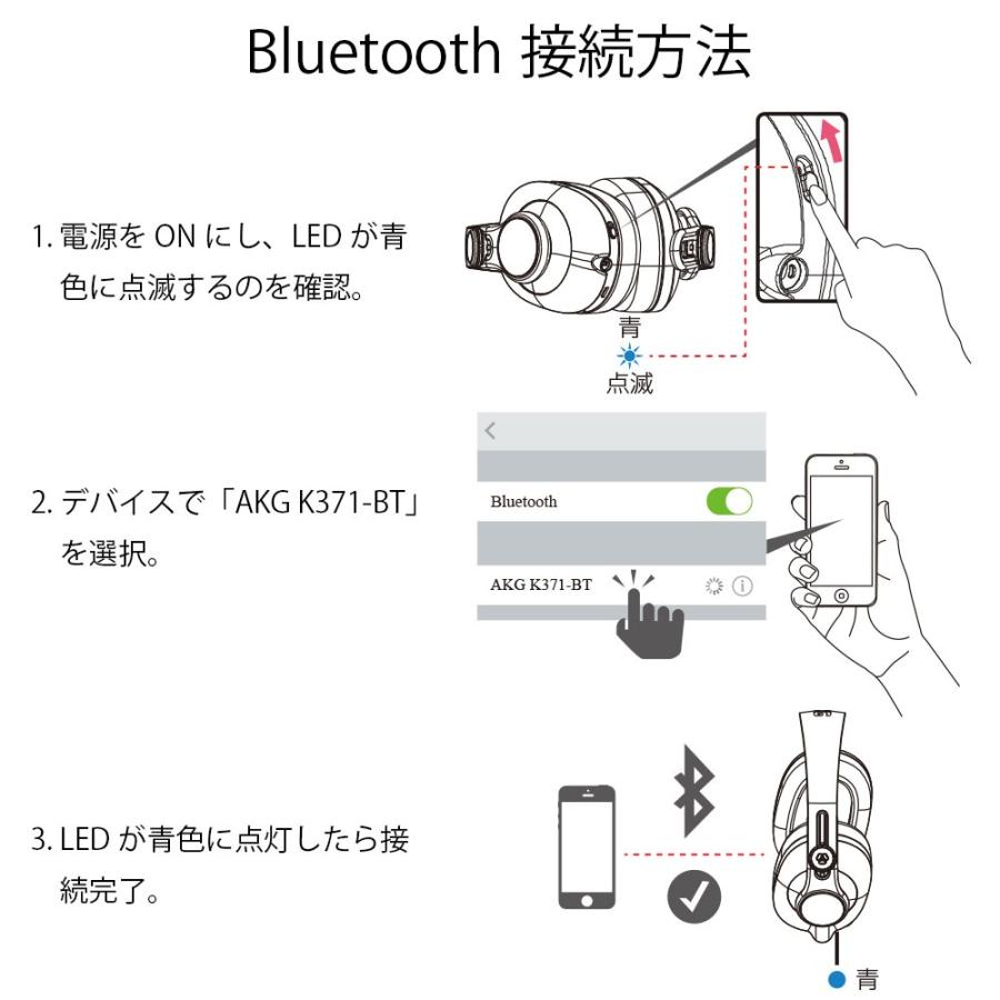 モニターヘッドホン アーカーゲー AKG K371-BT-Y3 Bluetooth対応 密閉型 ヒビノ扱い 3年保証モデル モニター ヘッドホン｜chuya-online｜05