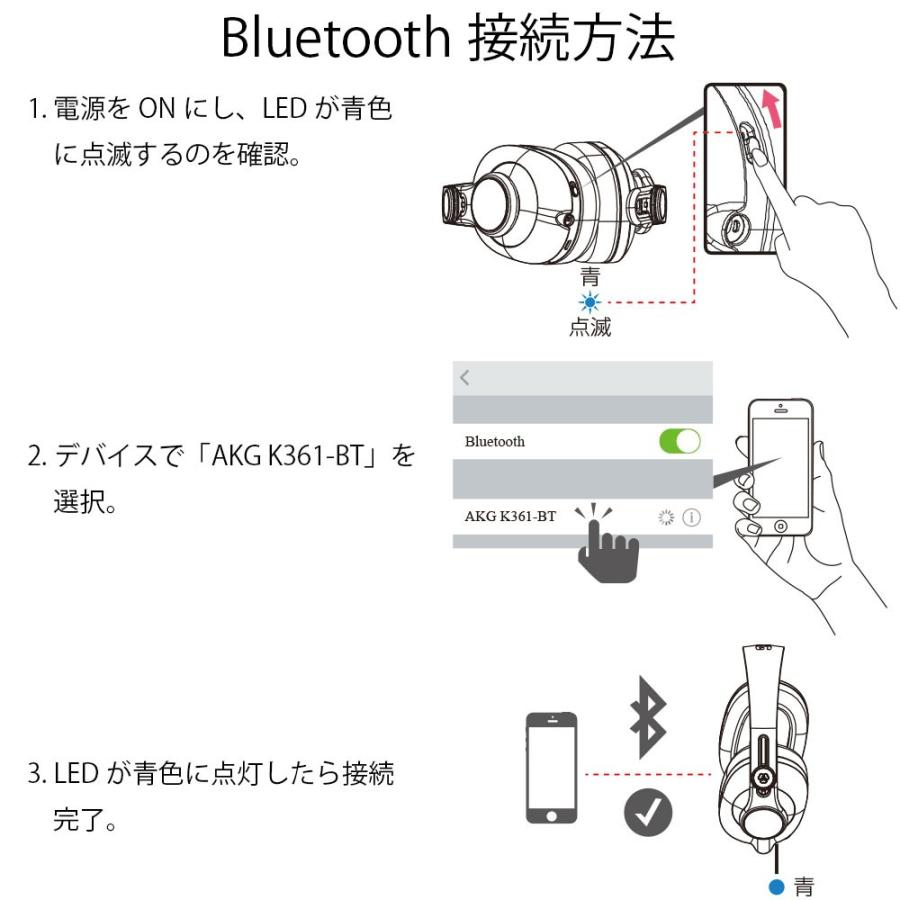 モニターヘッドホン アーカーゲー AKG K361-BT-Y3 Bluetooth対応 密閉型 ヒビノ扱い 3年保証モデル モニター ヘッドホン｜chuya-online｜05