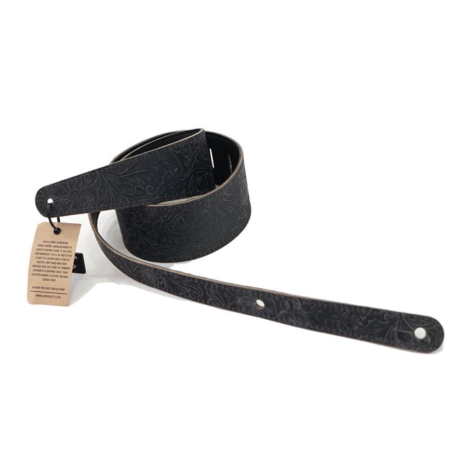 LM Products LS-2804T Slate Tooled Leather ギターストラップ 革
