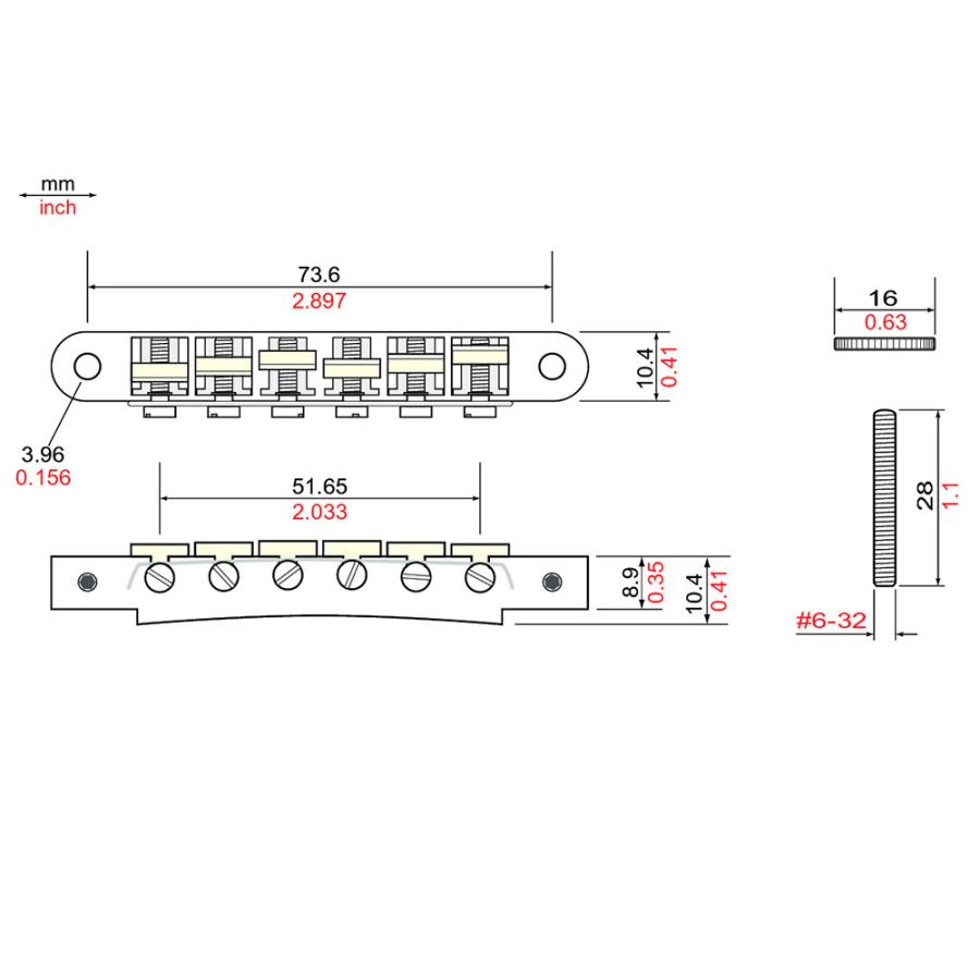 トーンプロズ ギター ブリッジ AVR2G-C Replacement ABR-1 Tuneomatic with G Formula saddles クローム ギター用ブリッジ TonePros_1