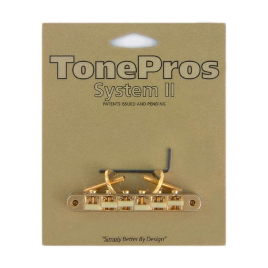 トーンプロズ ギター ブリッジ AVR2G-G Replacement ABR-1 Tuneomatic with G Formula saddles ゴールド ギター用ブリッジ TonePros