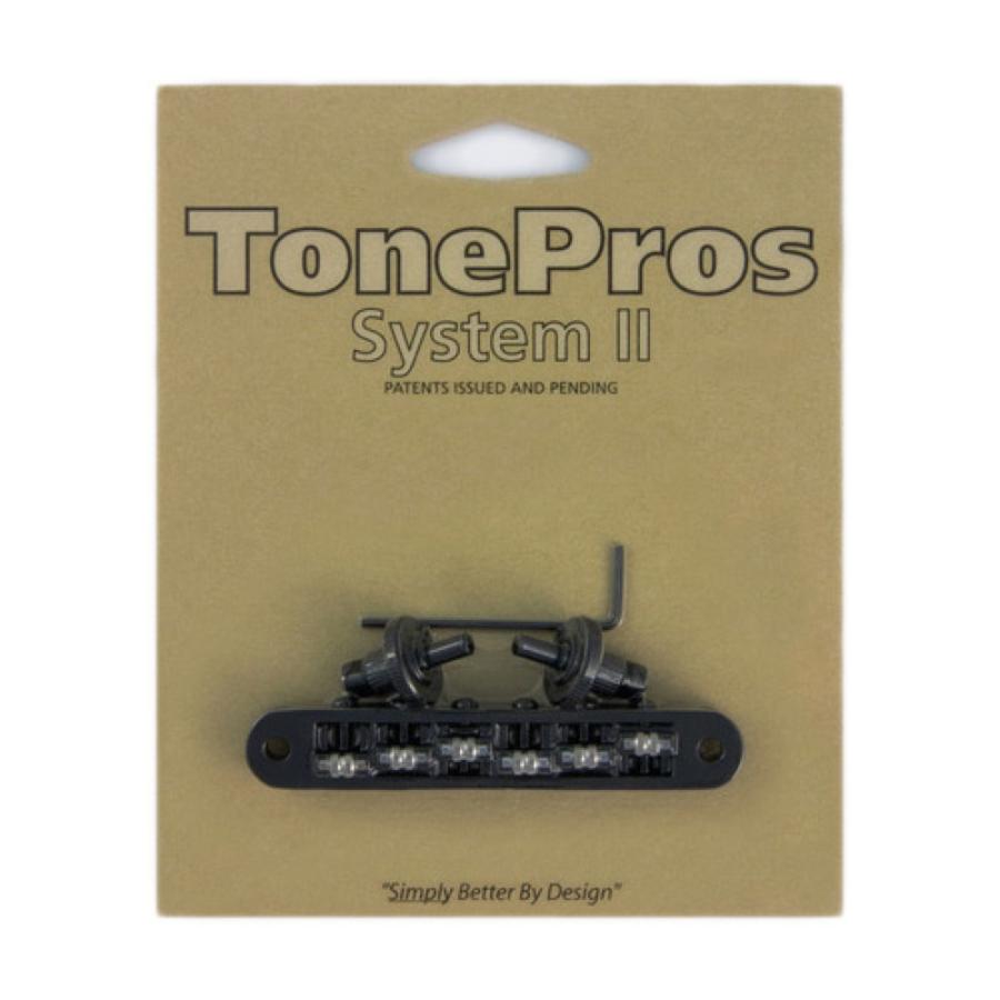 トーンプロズ ギター ブリッジ TP6R-B Standard Tuneomatic small posts Roller saddles ブラック ギター用ブリッジ TonePros