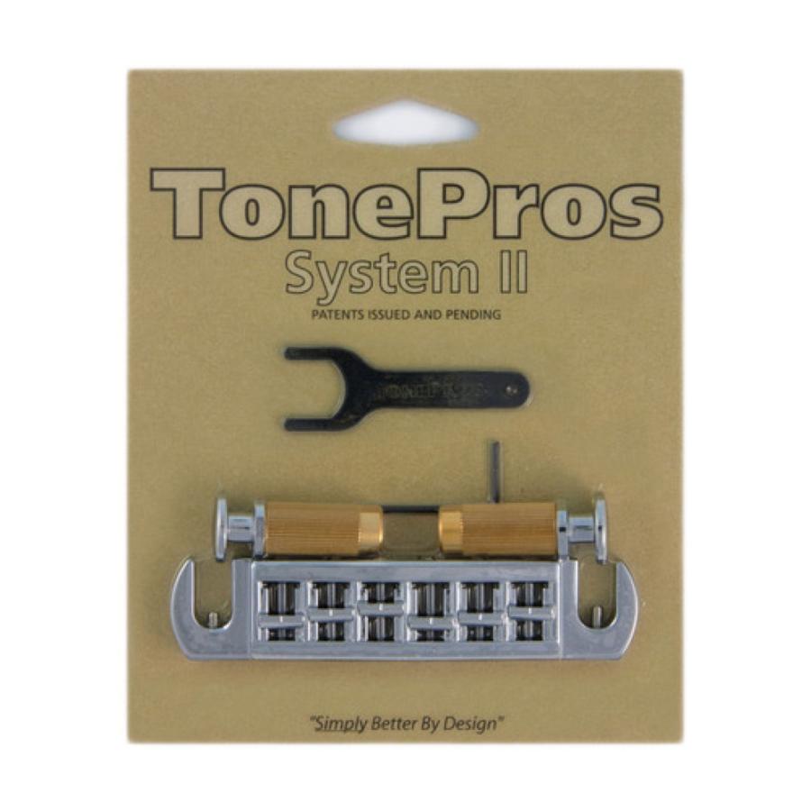 トーンプロズ ギター ブリッジ AVT2M-C Wraparound Set w/MSPRS Locking Studs クローム ギター用ブリッジ TonePros