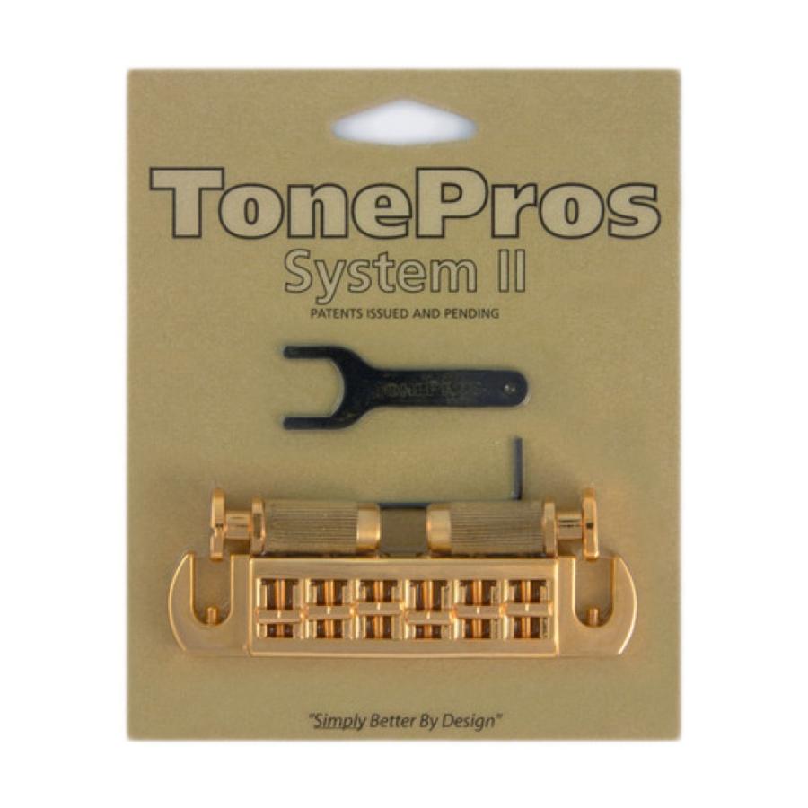 トーンプロズ ギター ブリッジ AVT2M-G Wraparound Set w/MSPRS Locking Studs ゴールド ギター用ブリッジ TonePros