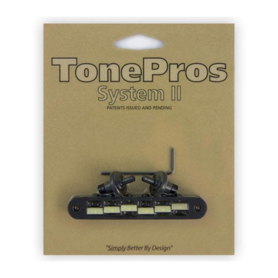 トーンプロズ ギター ブリッジ TP6G-B Standard Tuneomatic small posts, notched \\“G Formula\\” saddles ブラック TonePros