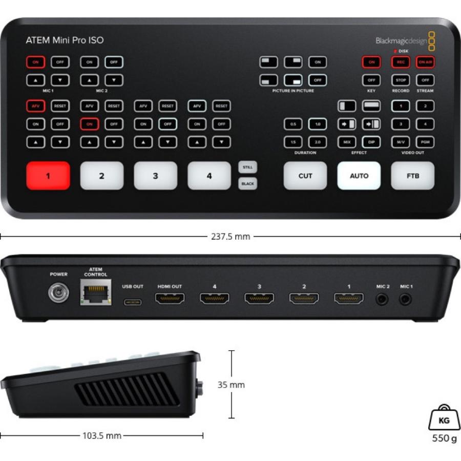 ビデオスイッチャー Blackmagic Design ATEM Mini Pro ISO ライブ