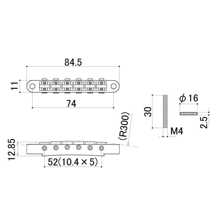 スカッド ギター ブリッジ GE104BAN-BS300 ギター用ブリッジ ニッケル レリック仕様 SCUD_1