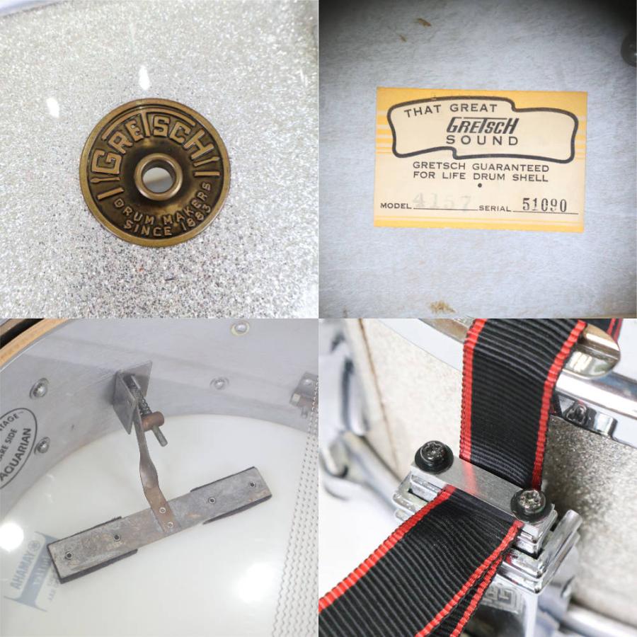 中古 スネアドラム グレッチ GRETSCH #4157 NAME BAND 14x5.5 ROUND BADGE 1960s ビンテージスネア_3