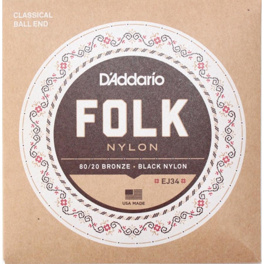 6セット D'Addario EJ34 Folk Nylon 80/20 Bronze Black Nylon Trebles