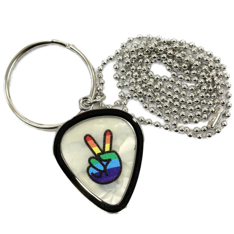 ギターピックホルダー PICK WORLD PickLace Frame PWPH9 V Sign White ピックホルダー・ネックレス