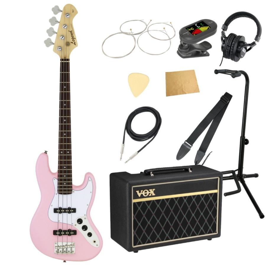 エレキベース 入門セット レジェンド ミニエレキベース LJB-MINI KWPK VOXアンプ付き 10点セット LEGEND ベース 初心者セット