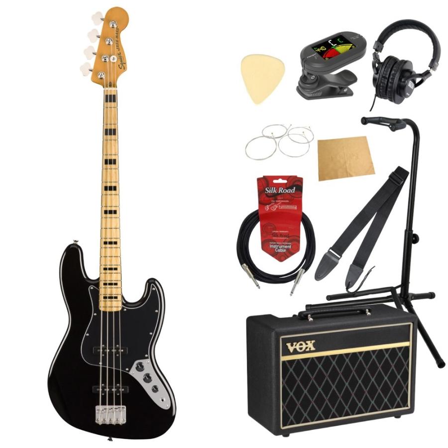 エレキベース 入門セット スクワイヤー Classic Vibe '70s Jazz Bass BLK MN VOXアンプ付き 10点セット Squier ベース 初心者セット