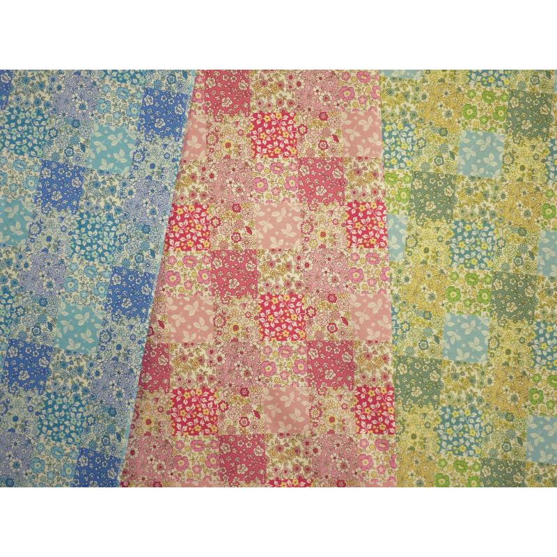 送料無料】綿100% 生地 小花柄 パッチワーク風プリント ピンク系  