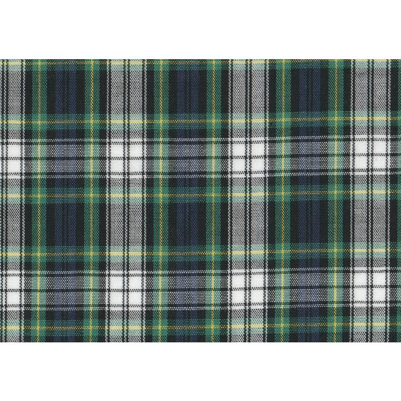 送料無料】綿100% 生地 タータンチェック グリーンxホワイト ブロード
