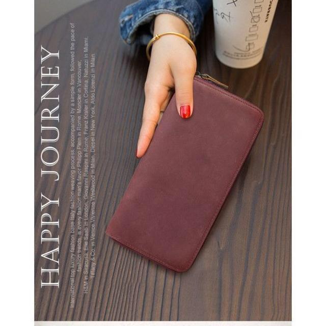 長財布 本革 メンズ レディース ラウンドファスナーセカンドバッグ 小銭入れ ヌメ革 小物 レザー ブラウン/ワイン2色 |  | 02