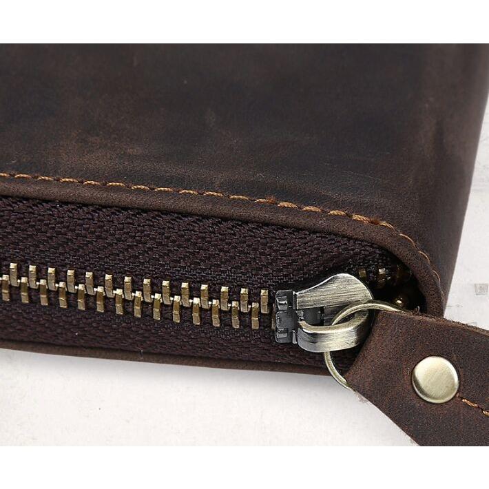 長財布 本革 メンズ レディース ラウンドファスナーセカンドバッグ 小銭入れ ヌメ革 小物 レザー ブラウン/ワイン2色 |  | 03