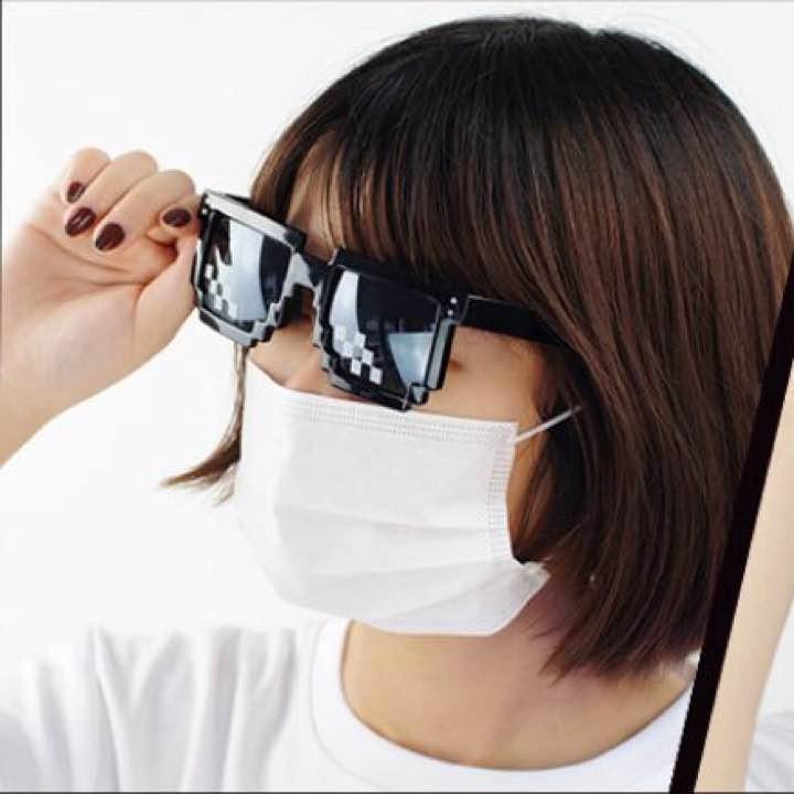 【数量限定】モザイクサングラス メガネ レンズあり 仮装 ブラック |  | 03