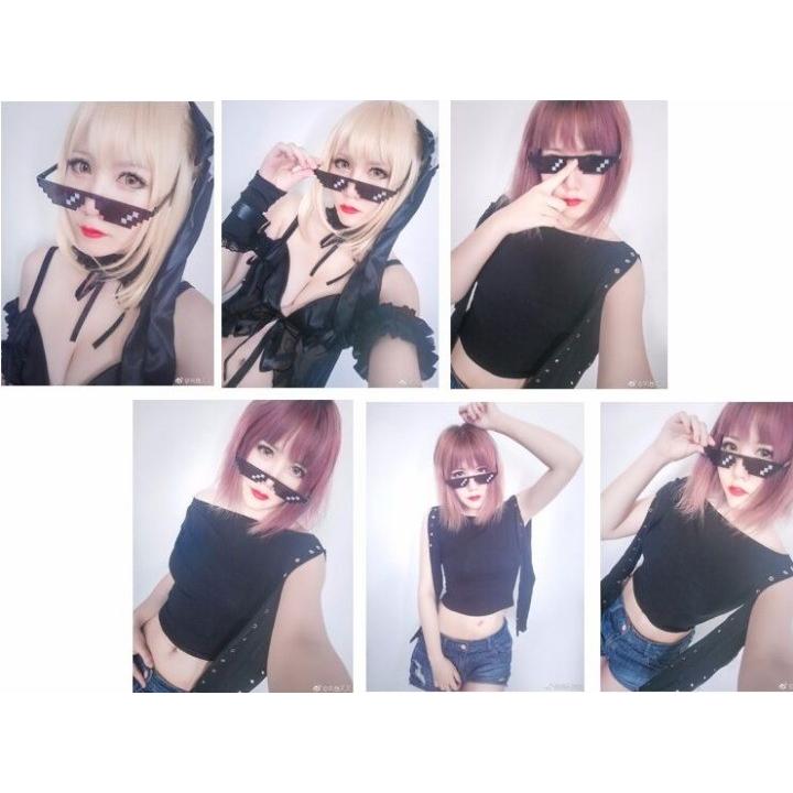 【数量限定品】 モザイクサングラス メガネ レンズあり 樹脂 仮装 ブラック 3格 6格 |  | 05