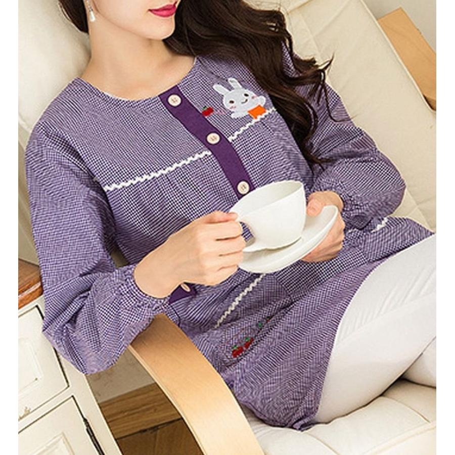 割烹着 保育士 かわいい キャラクター かっぽうぎ 長袖 ギンガム チェック柄 うさぎ 紫 パープルブラウン 赤 レッド 黒 ブラック |  | 02