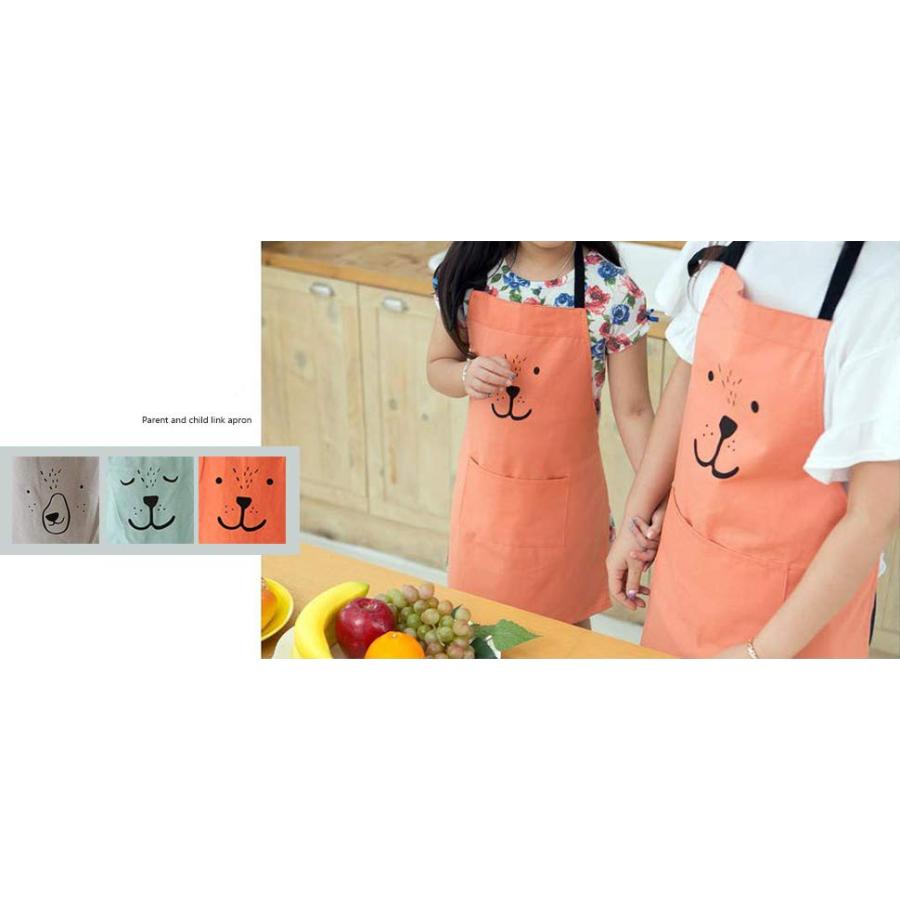 お手伝い 家庭用エプロン 親子エプロン お揃い セット 男女兼用 首掛け式 カフェ風キッチン大人サイズ子供サイズ萌え オレンジ グリーン ベージュ 3色 |  | 06