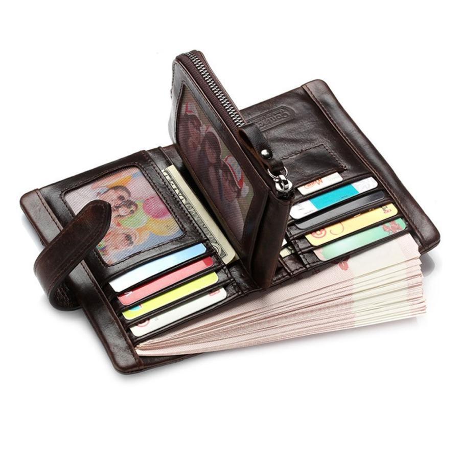 メンズ 本革 二つ折り財布 牛革 ラウンドファスナー 小銭入れ 免許証入れ カード８枚収納 コンパクト 柔らかい |  | 02