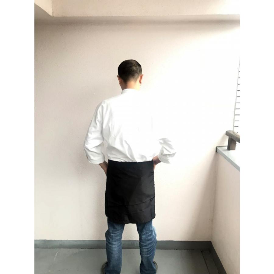お尻が隠れるショートエプロン XLサイズ 男女兼用 エプロン 業務用 黒 飲食店 キッチン シェフ ソムリエ カフェ 居酒屋 (着丈43.5cm、横幅130cm、ブラック) |  | 01