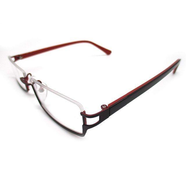 スクエア 眼鏡 フレーム アンダーリム メガネ 逆ナイロール メンズ レディース 小物 4色 |  | 04