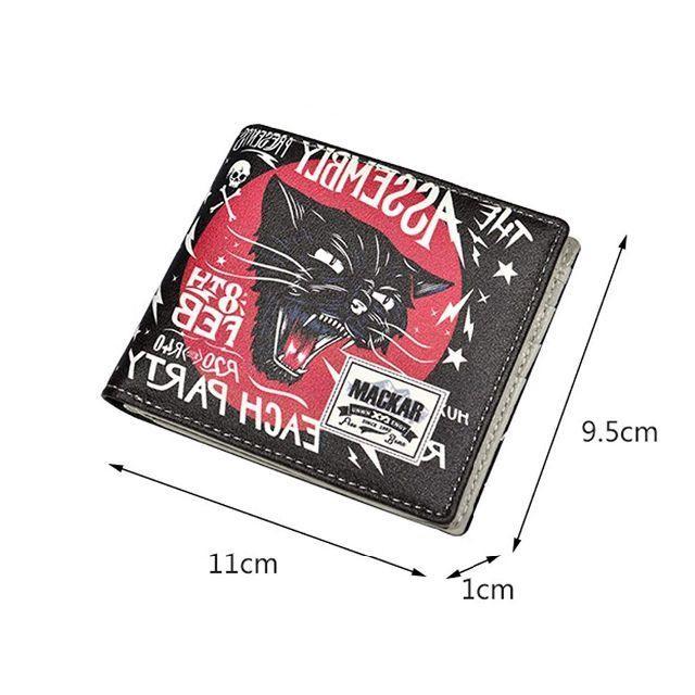 2つ折り財布 メンズ 猫 財布 ねこ柄 ウォレット 黒 ブラック 小物 |  | 03