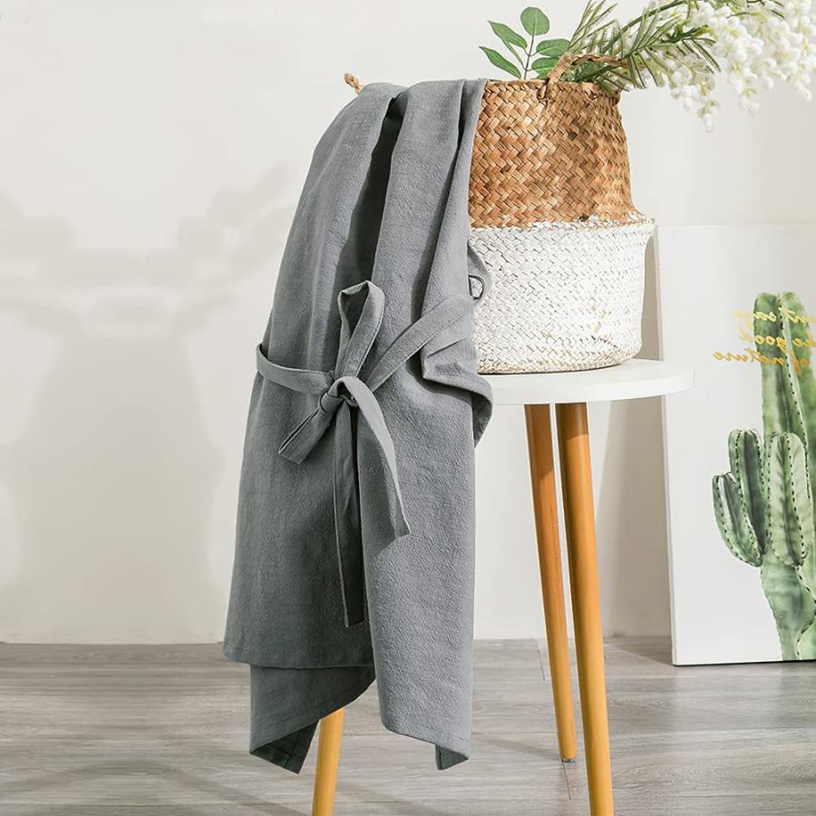 【小さめ】エプロン 首掛け リネン カフェ風 シンプル おしゃれ ナチュラル 北欧 無地 ポケット付き |  | 14