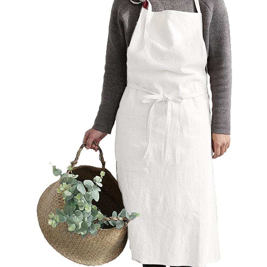 【小さめ】エプロン 首掛け リネン カフェ風 シンプル おしゃれ ナチュラル 北欧 無地 ポケット付き |  | 19