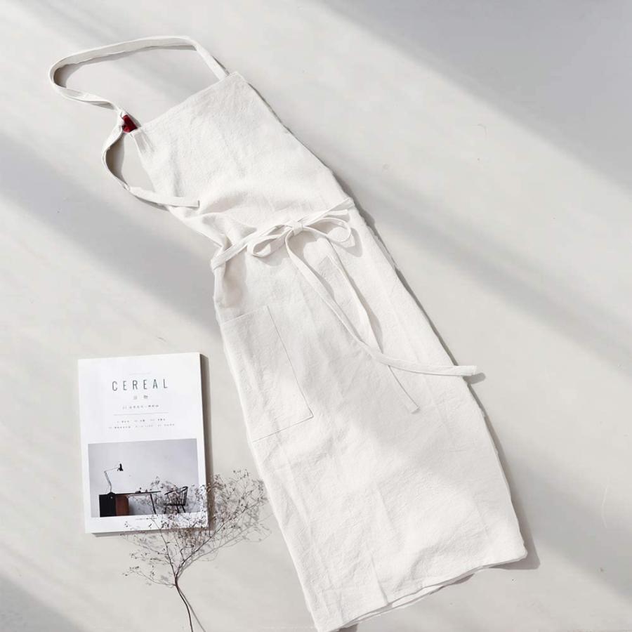 【小さめ】エプロン 首掛け リネン カフェ風 シンプル おしゃれ ナチュラル 北欧 無地 ポケット付き |  | 20