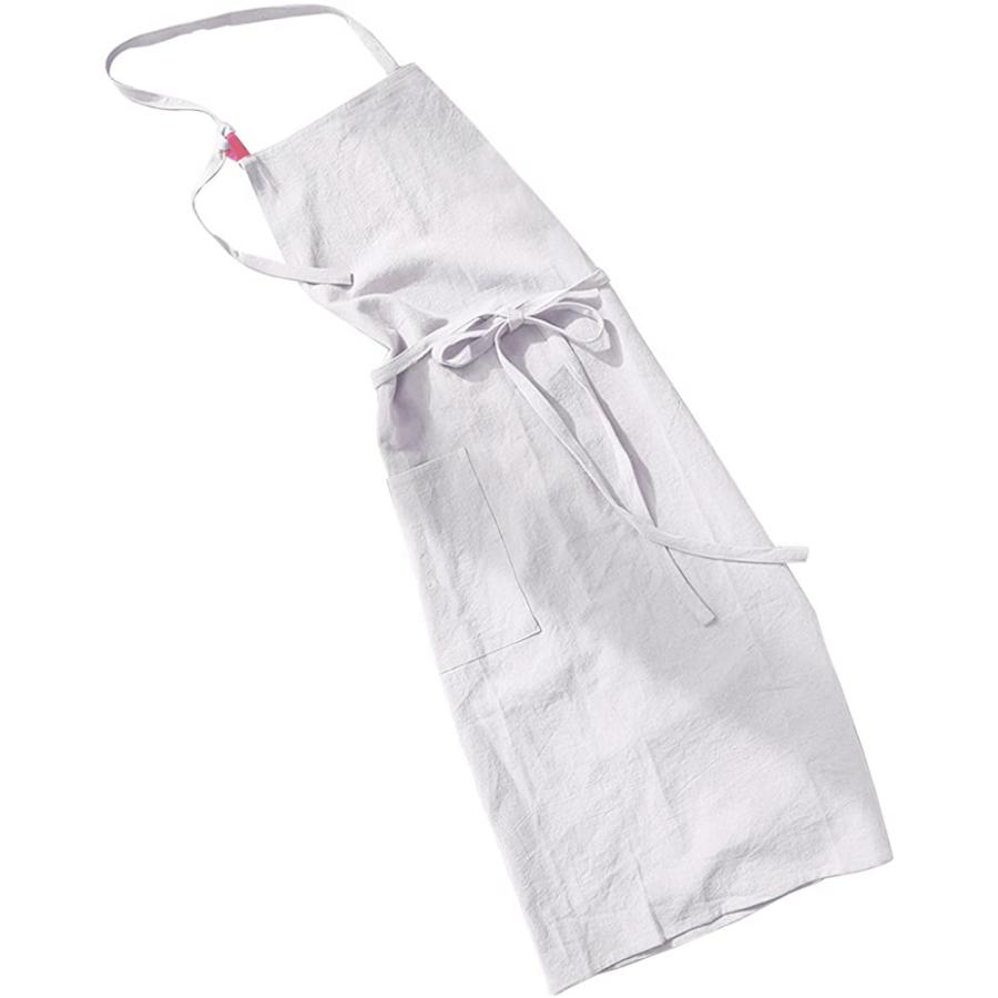 【小さめ】エプロン 首掛け リネン カフェ風 シンプル おしゃれ ナチュラル 北欧 無地 ポケット付き |  | 01