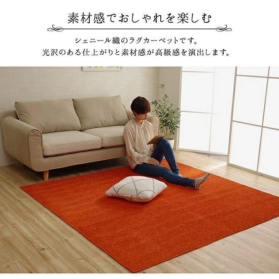 洗濯機で洗える シェニール織 シンプル ラグマット 200×250cm ラグ