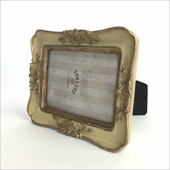 メール便送料無料】 アンティーク フォトフレーム スクエア クリーム
