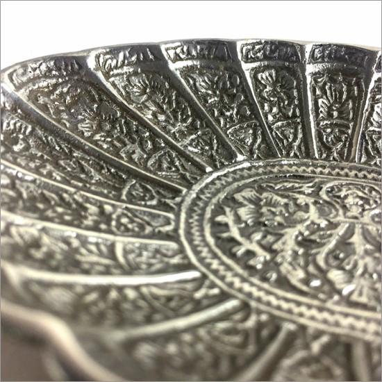 希少品 シルバー インド製 金属トレイ 骨董品 アンティーク 大判 金属製 シルバートレイ ロココ彫刻 アンティーク調 プレート レトロ
