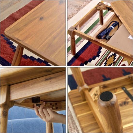 アカシア こたつ テーブル 105×60cm 天然木 長方形 北欧 ローテーブル