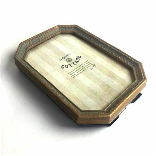 メール便送料無料】 アンティーク フォトフレーム 八角 ゴールド M